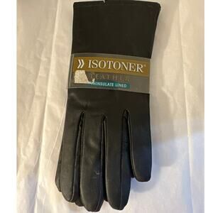 Isotoner Leather Thinsulate lined black Woman’s Vintage Gloves 8.0  Brand new